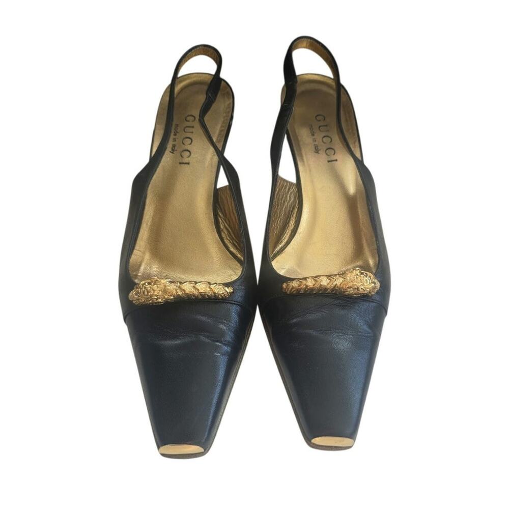 Vintage 2000s Tom Ford for Gucci Black and Good slingback Pumps sz 36 C
